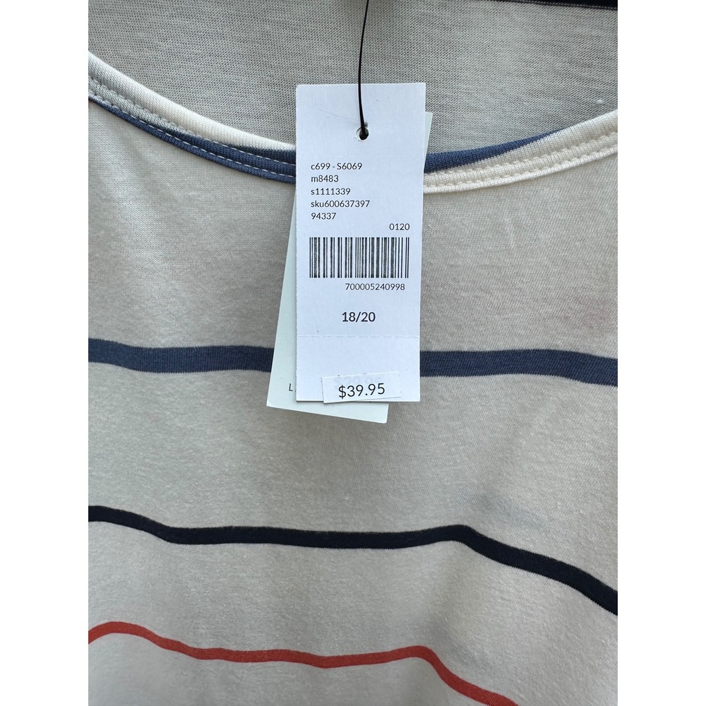 Lane Bryant Swing Collection Striped Tunic Top Ivory Navy Orange 18/20 NWT - Picture 3 of 5